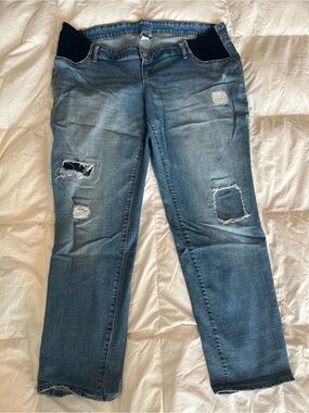 Old Navy Maternity side panel Distressed Denim Jeans sz 14